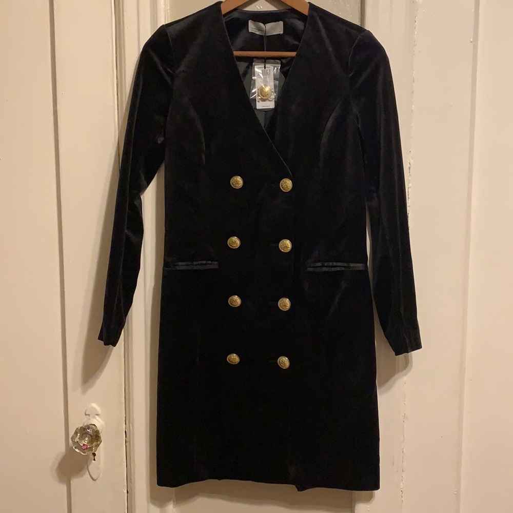 Vera Moda Black Velvet Blazer Dress Size